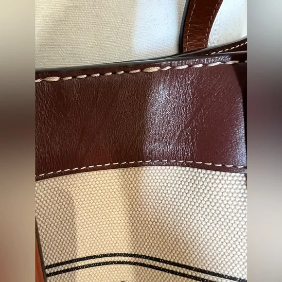Coach Canvas Tote with Brown Leather Trim - Picture 11 of 16